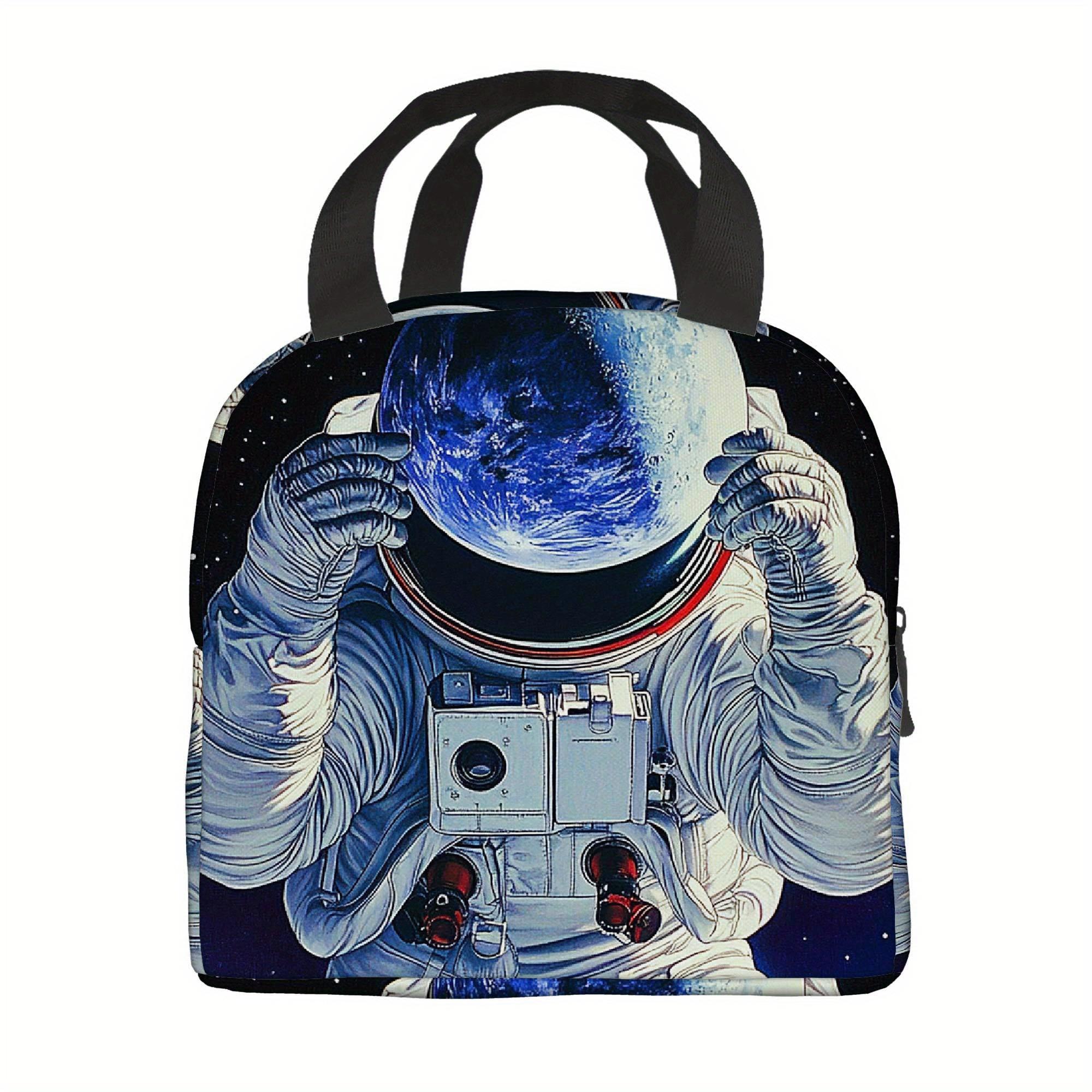 1pc, an Astronaut Grasping The Earth Against a Cosmic Background. This Is a Printed Thermal Insulation Bag 8.5 8 5inch чёрный