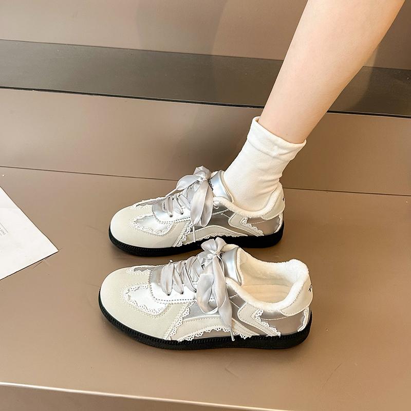 Women Sneakers Roud Toe Flat Low Top Sneakers Outdoor Causal Ballet Style Flats Lace Lovely Style Spring Autumn Shoes for Women