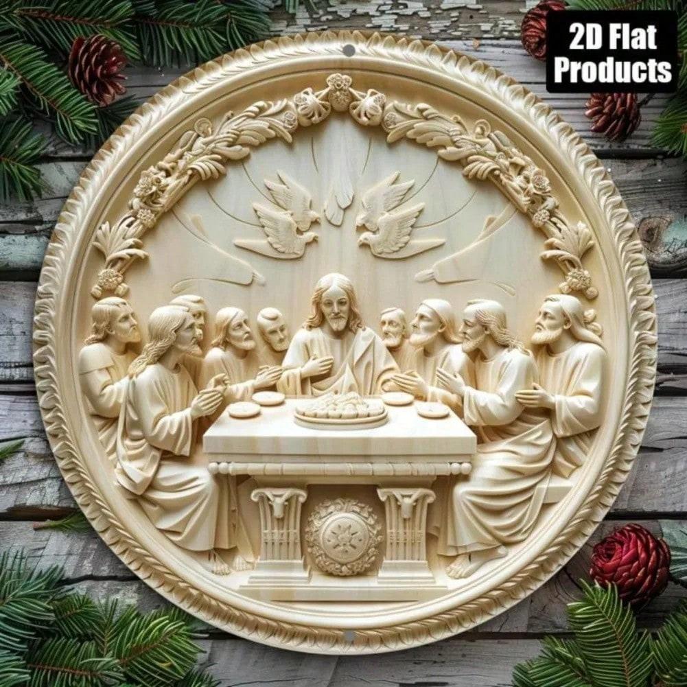 Metal Wall Art Jesus Last Supper Painting Kitchen Cafe Home Decor 20x20 разноцветный