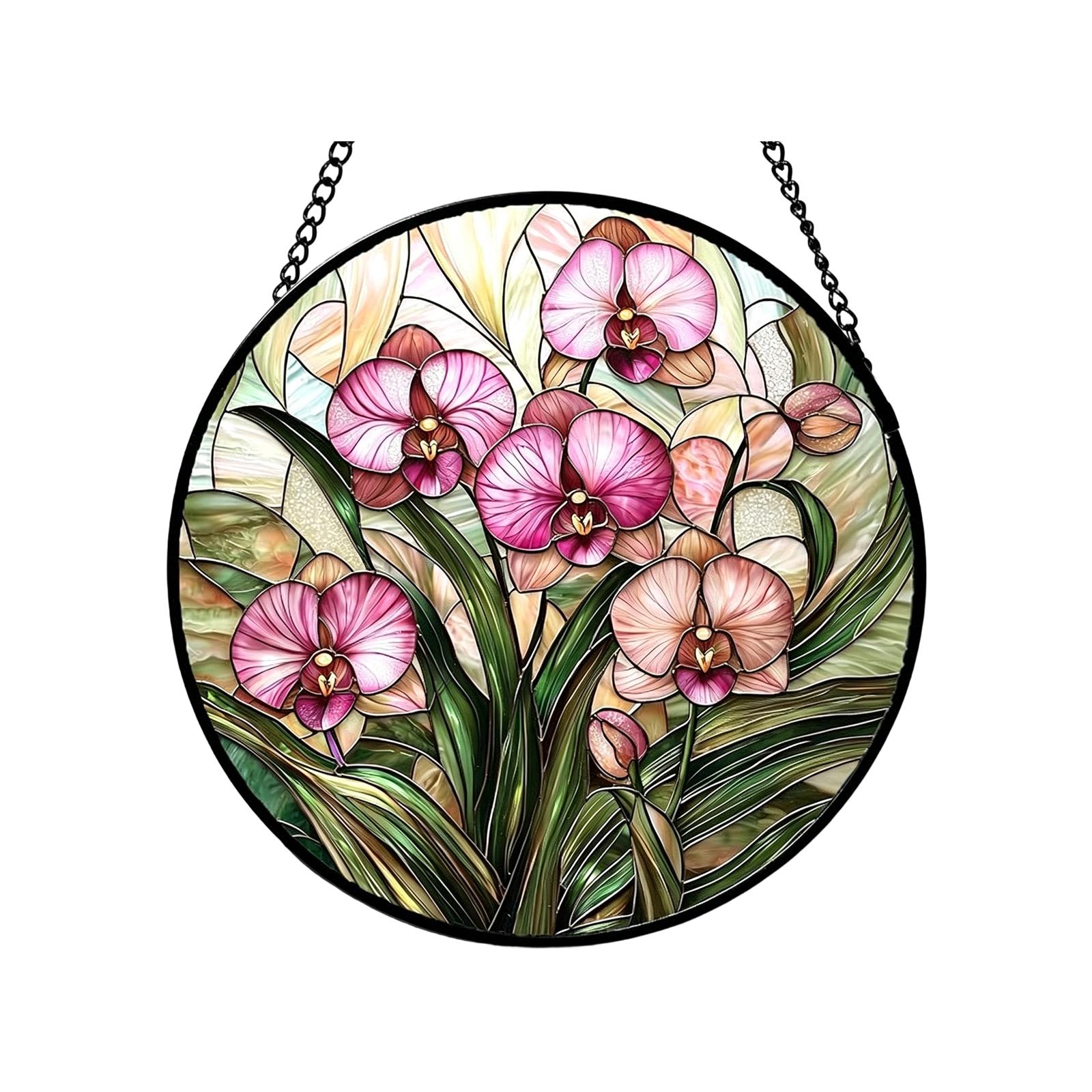 

Creative Round Acrylic Sun Catcher Hanging Ornament 2D Flat Dragonfly Design Decorative Window Panel for Living Room Wall Hanging One Size