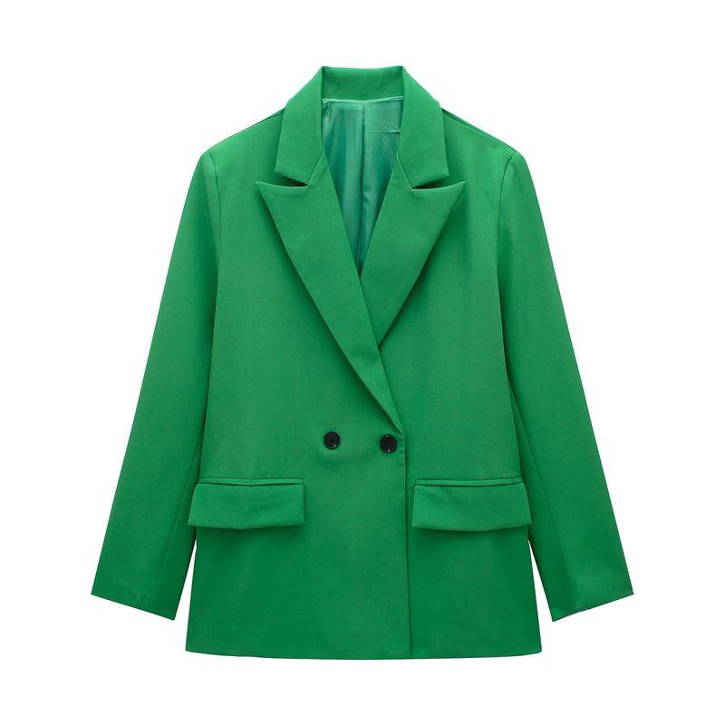 

Kaslead New Arrival Women s Clothing Fashion Style Fashion All-Match Double-Breasted Suit Outwear 2753322 Green S