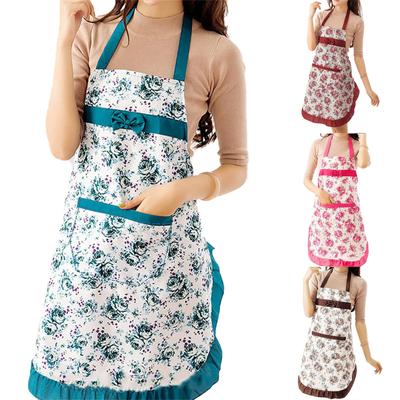 Women's Kitchen Floral Apron With Pockets And Adjustable Waist Belt Waterproof Women's Bib Apron