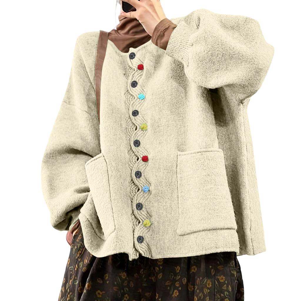 Sweaters For Women Button Long Sleeve Knit Sweater Coats With Pockets