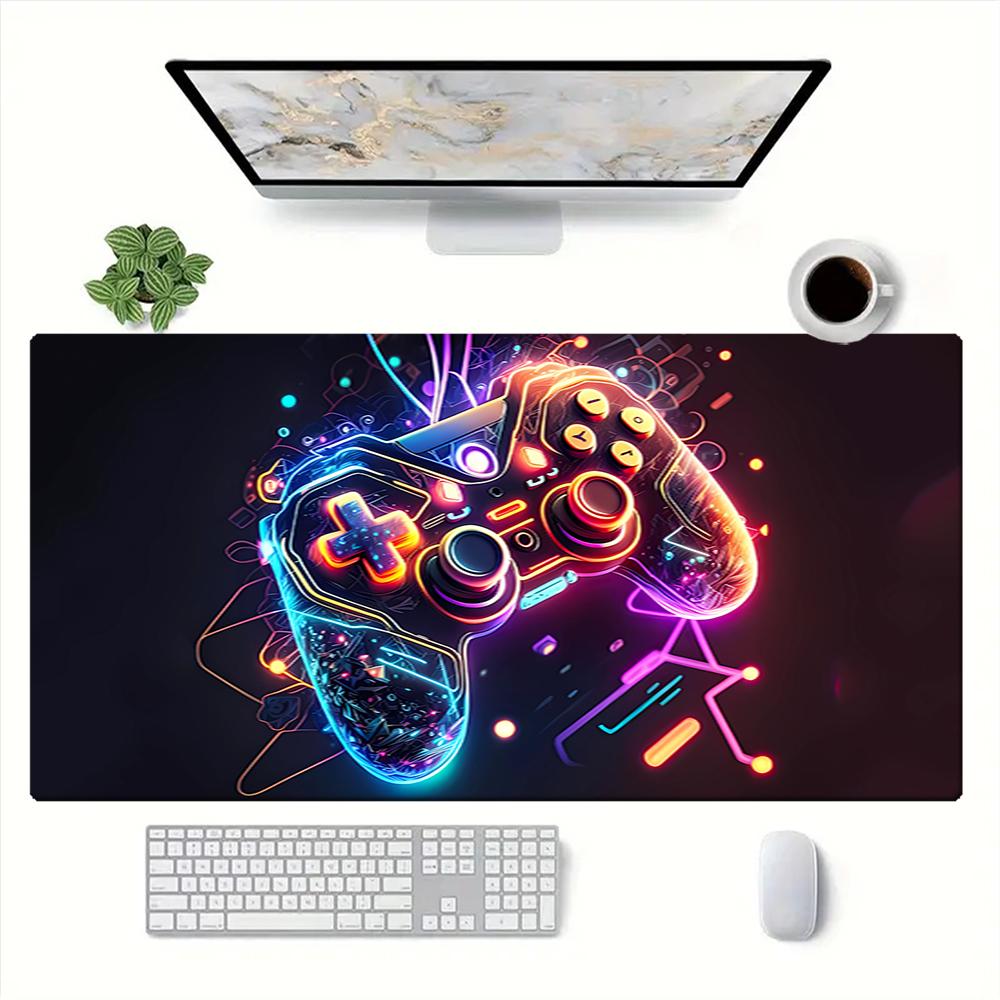 Neon Cyberpunk Game Controller Printed Fashion Mouse Pad Popular Large Model Washable Nonslip Cooling Desk Pad Suitable For Office And Gaming Durable