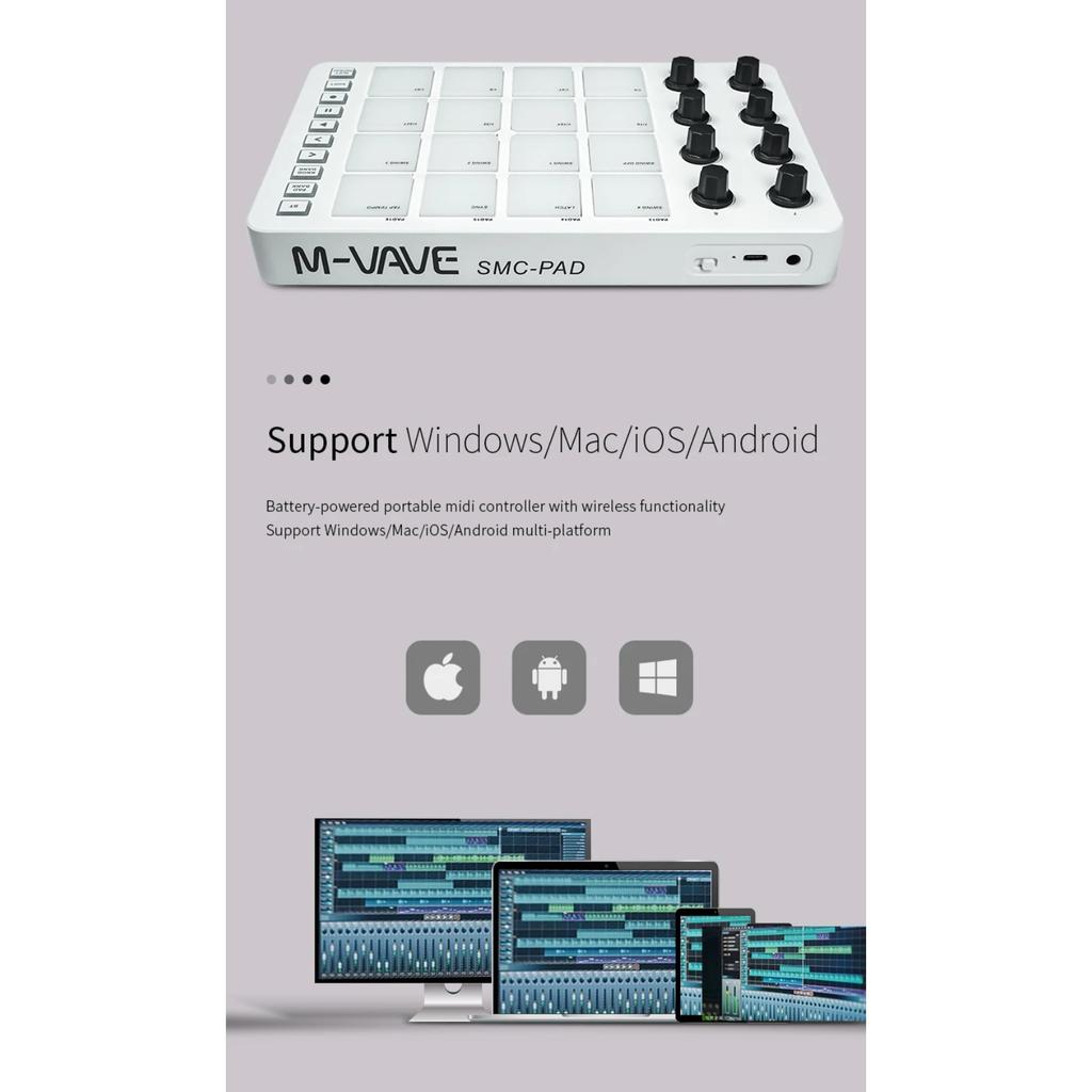 SMC-PAD Wireless MIDI Controller Suitable Percussion Keyboard USB-C Interface Portable Design Small MIDI Pad
