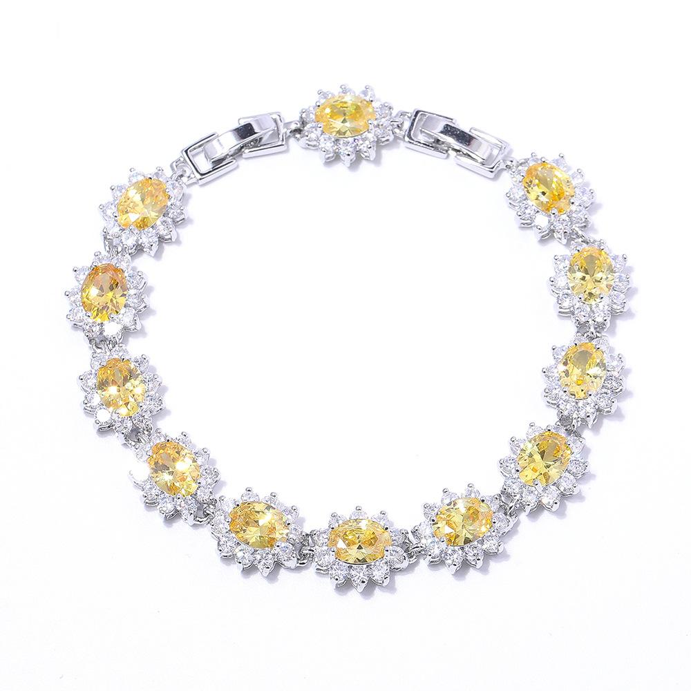 Womens Light Luxury Womens Colored Zircon Bracelet Explosions In Europe and The United States Colorful Bracelet.