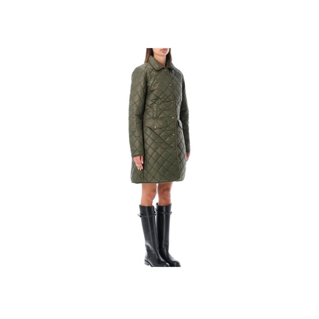 Polo Ralph Lauren FW22 Solid Color Mid-Length Casual Quilted Long Sleeve Coat Women Coats Olive 211854765002