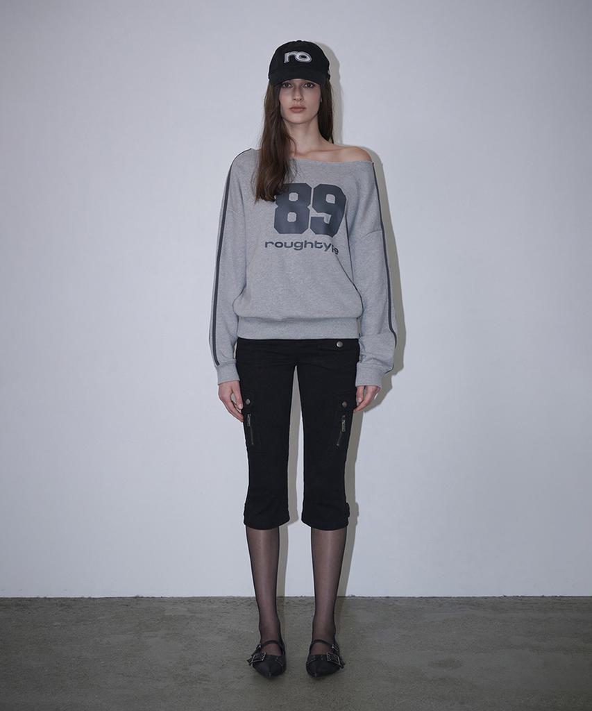 ROUGHTYPE Trackline Off-Shoulder Sweatshirt - Gray