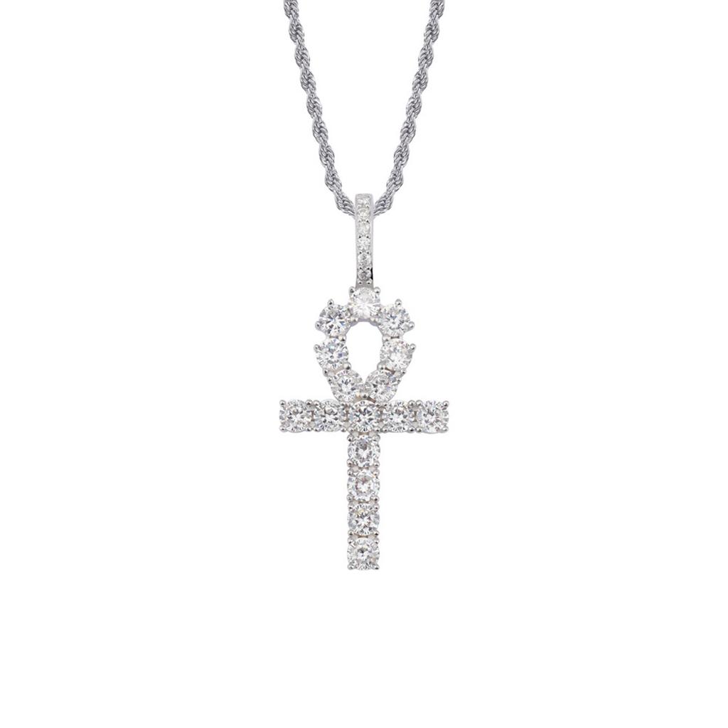 Collana con Crocifisso in Zirconia Cubica Unisex Elegante Collana con Pendente in Argento Gioiello Fashion Statement Regalo