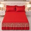 3/1P Bed Sheet Lace Skirt Elastic Fitted Double Bedspread With Pillowcases Mattress Cover Bedding Set Elastic King Size Bedsheet