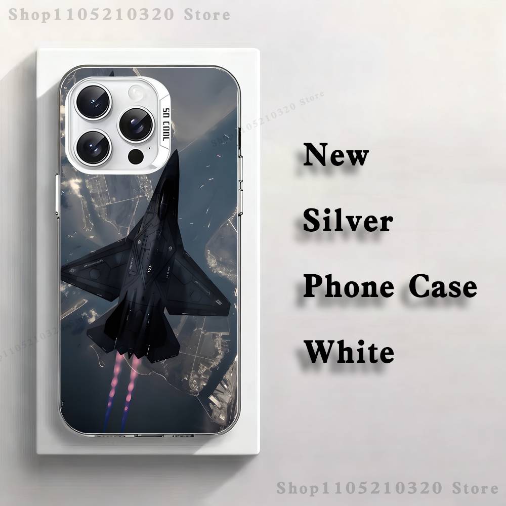 Fighter Plane F-F-22 S-SU-57 Phone Case For iPhone 17,16,15,14,13,12,11,Mini,Pro,E,MAX White Matte Silicone Whtie Cover