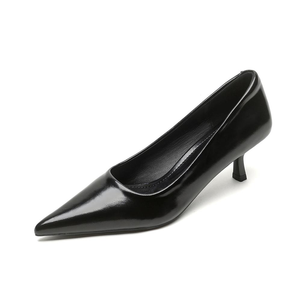 Weiwei Girl 338-1 Pointed Single Shoes Women's Thin Heels Black Work Shoes Shallow Temperament High Heels Women Are Not Tired