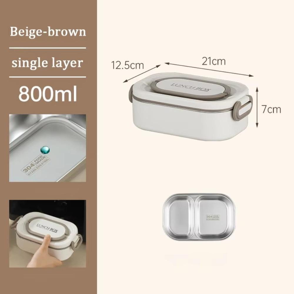 Stainless Steel Thermal Lunch Box Double Layer Microwavable Lunch Box Set Stackable Leak Proof Food Storage Containers