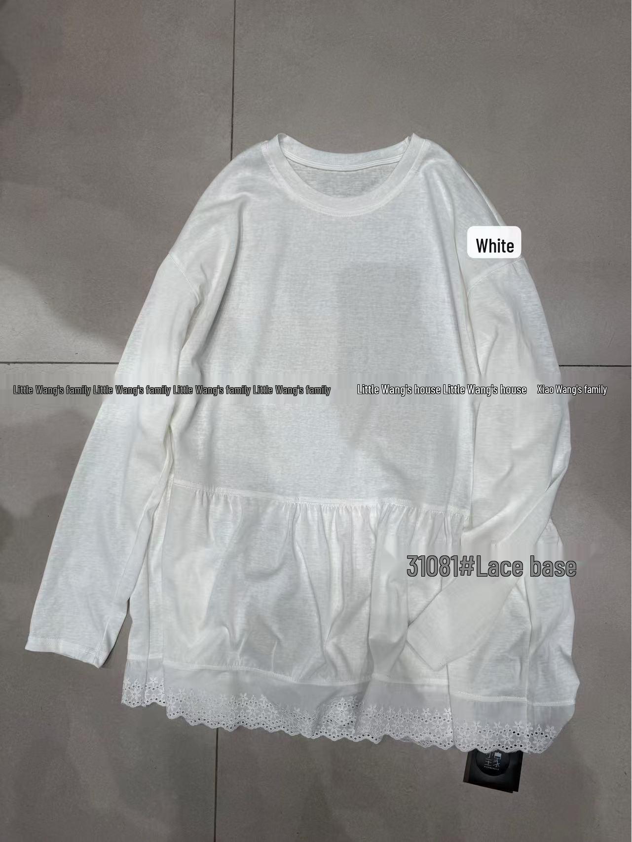 

Xiao Wang s Spring Korean Loose Plus-Size Layered Lace Undershirt Tee One Size