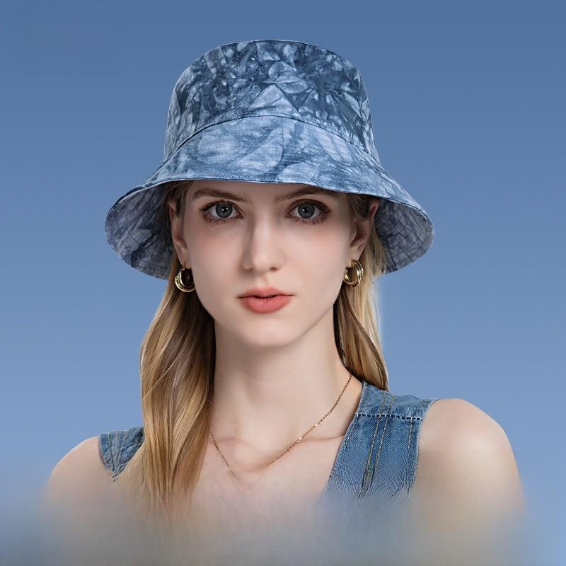 Cotton Summer Tie Dyeing Fisherman Hat With Wide Brim Sun Protection For Outdoor Activities