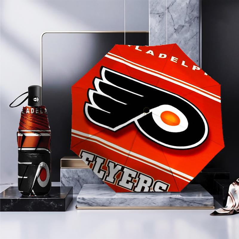 Flyers Hockey Logo Art Umbrella Folding umbrella, automatic umbrella 8-Frame for Travel, camping Use Gift for Halloween Christmas