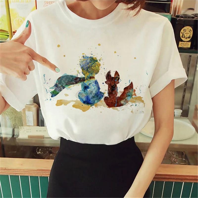 T Shirt Anime Women's T-shirt Short Sleeve The Little Prince Tee Women Harajuku Tshirt Girl Clothing