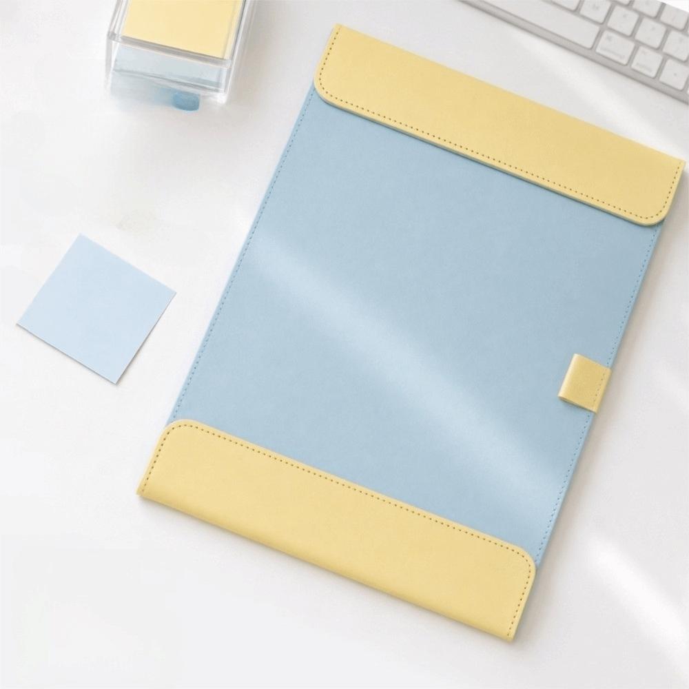 A4 size Leather Clipboard Contrast Color Widening Design Clipboard Folder Double Clip PU Leather Writing Pad Test Paper Holder