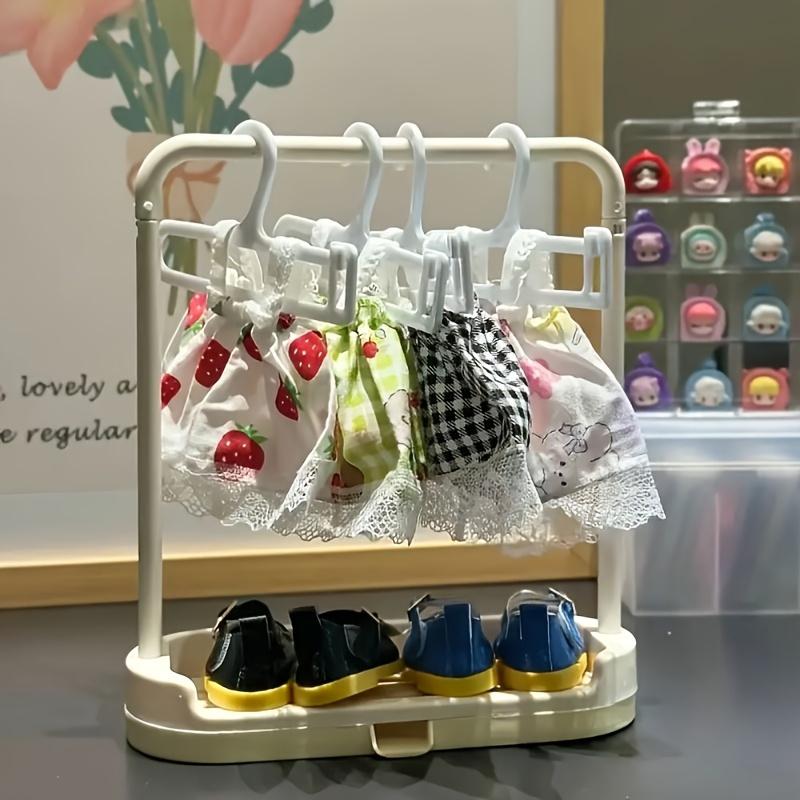 Handicrafts Doll Clothing and Shoe Storage Rack Set 1 Display Cabinet+6 Hooks Doll Collector Rotating Storage Rack