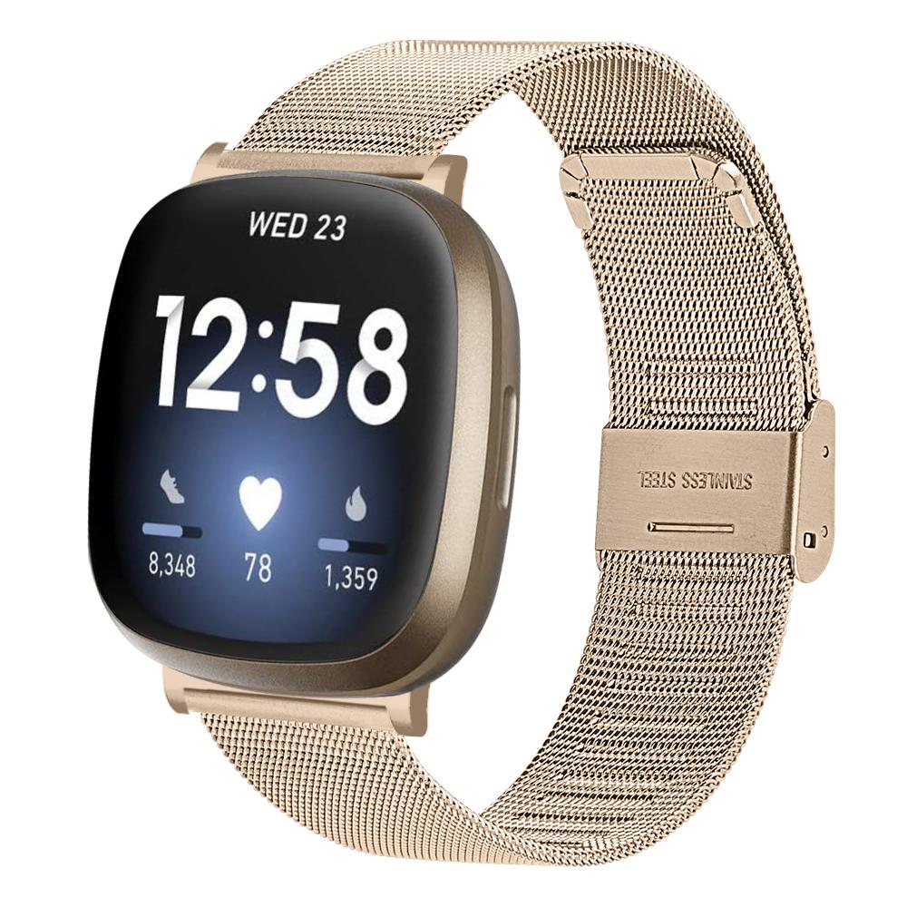 

Milanese Stainless Steel Fine Mesh Smart Watch Strap for Fitbit Versa 3/Fitbit Sense Gold