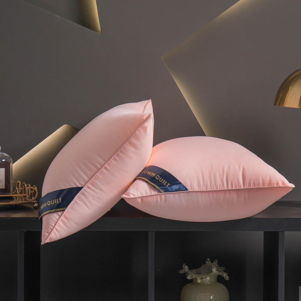 Hilton Hotel 48x74cm Pillow Pair with Pillowcases - High & Low Pillow Core, Non-Collapsing