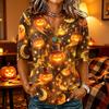 Women's Casual Halloween Print V-Neck Three-Quarter Sleeve Top for Party Wear