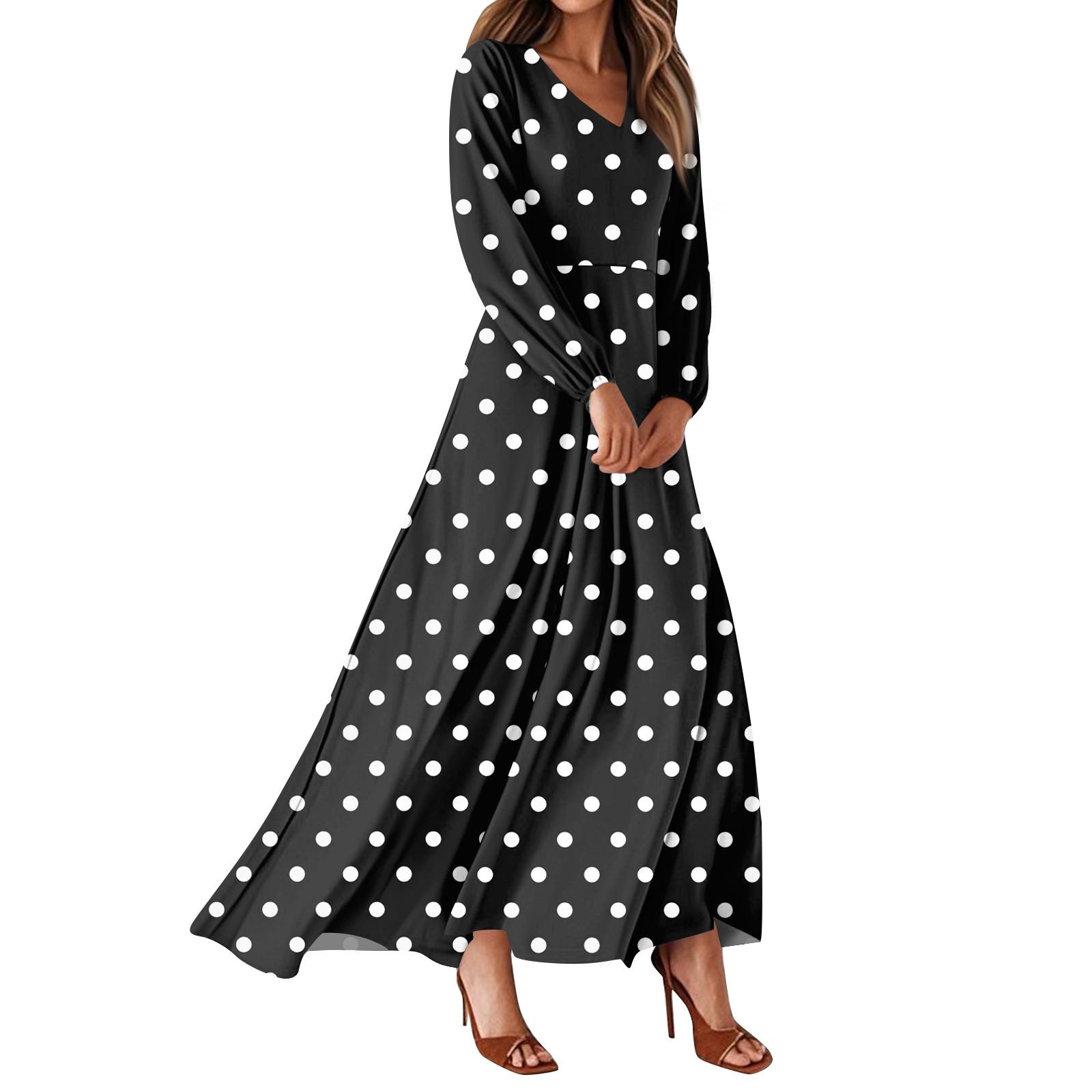 

Женские летние платья Повседневные платья макси с длинным рукавом Милые платья макси с цветочным принтом Платья для гостей на свадьбу Легкие платья L чёрный