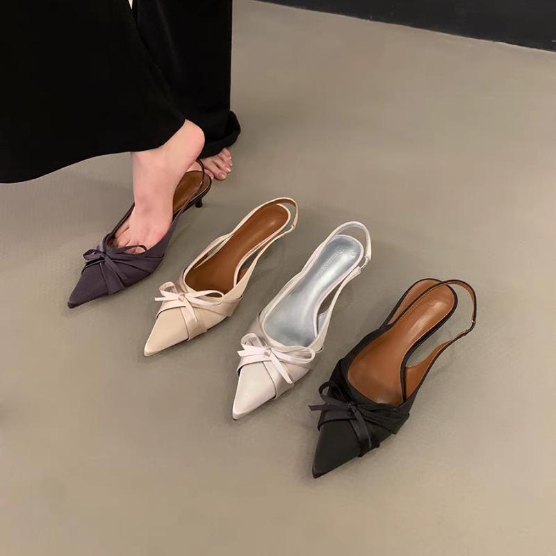Fashion 2025 New Summer High Heel Butterfly-knot Women Sandals Fashion Pointed Toe Singbacks Shoes Ladies Elegant Dancing Party Pumps