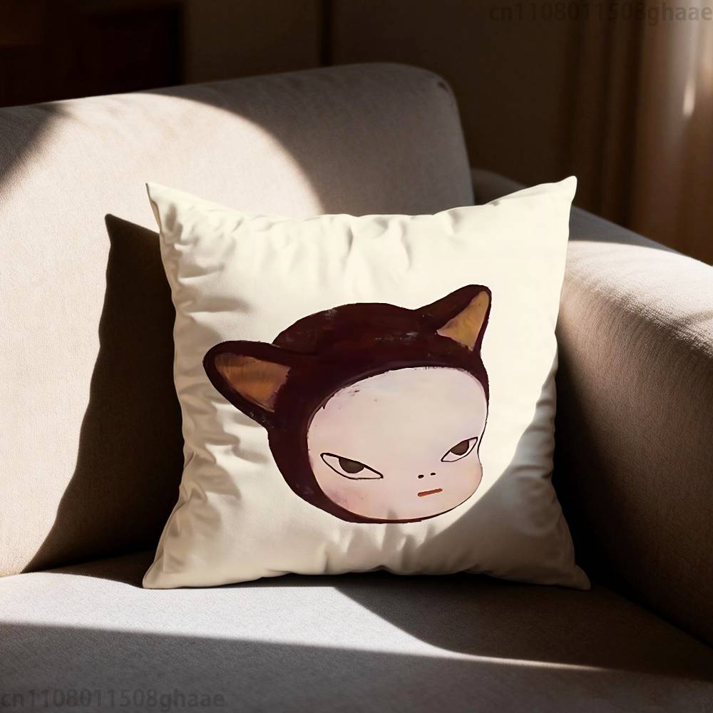 Creative Yoshitomo Nara  Pillow Case Sofa Living Room Bedroom Headboard Backrest Cushion Square Cushion Nap Time
