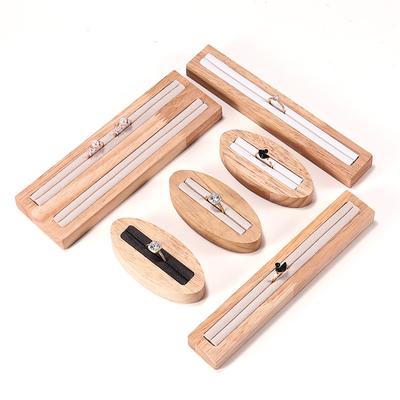 Ring Jewelry Display Tray Solid Wood Oval Pair Ring Jewelry Rack Counter Jewelry Display Props Jewelry Boxes and Packing