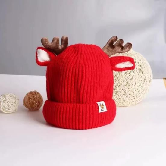 Reindeer Antler Baby Hat Soft Warm Knitted Winter Hat Perfect Fit Elastic Design Festive Christmas Toddler Cap