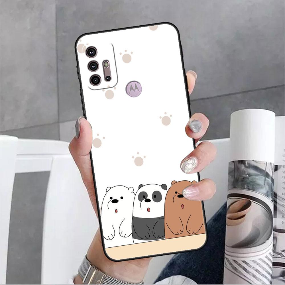 Roztomilé pouzdro We Bare Bears pro Motorola G30 G60 Edge 20 G9 G22 G8 Power G31 G500 G50 30 Pro Black Capas pro měkký telefon