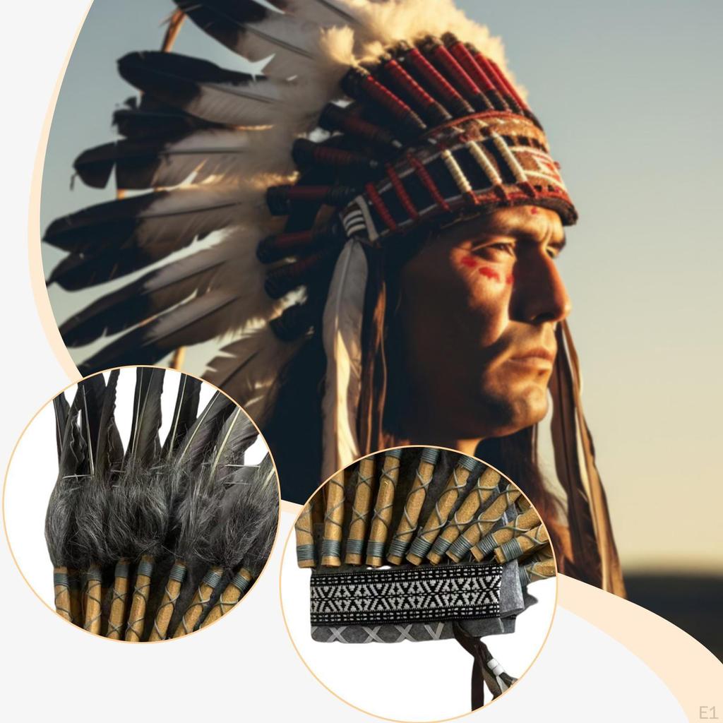 Indian Hat Artificial Feather Headdress Headpiece Photo Props for Carnival
