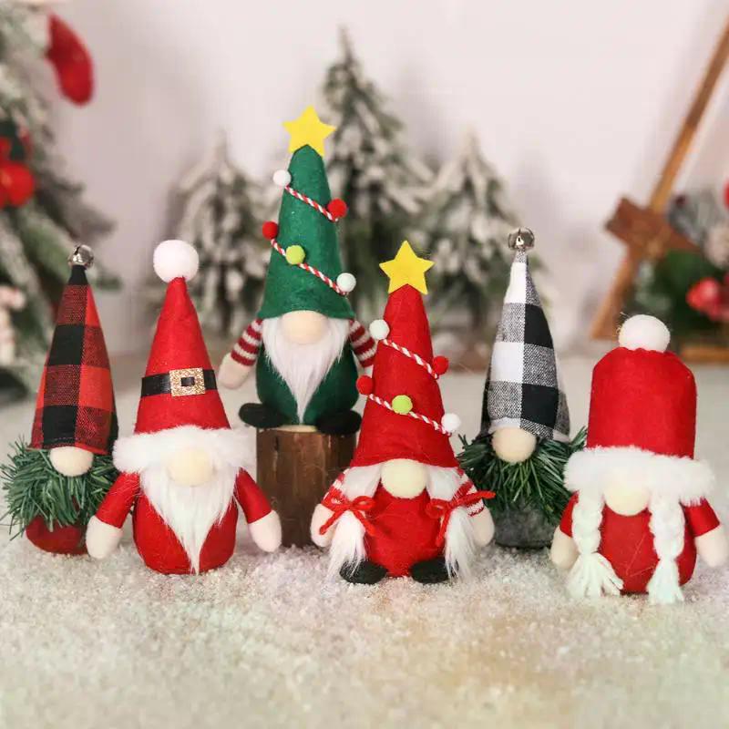 Christmas Festival Faceless Dwarf Doll Ornaments Red Grey And Green Dolls Window Decoration Props