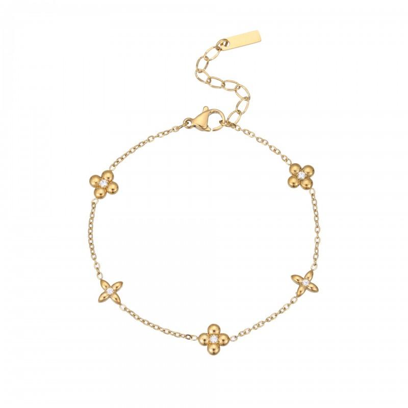 Edelstahlarmband mit 18 Karat vergoldetem Stern-Anhänger Zirkonia-Anhänger Eleganter Minimalistischer Damenschmuck