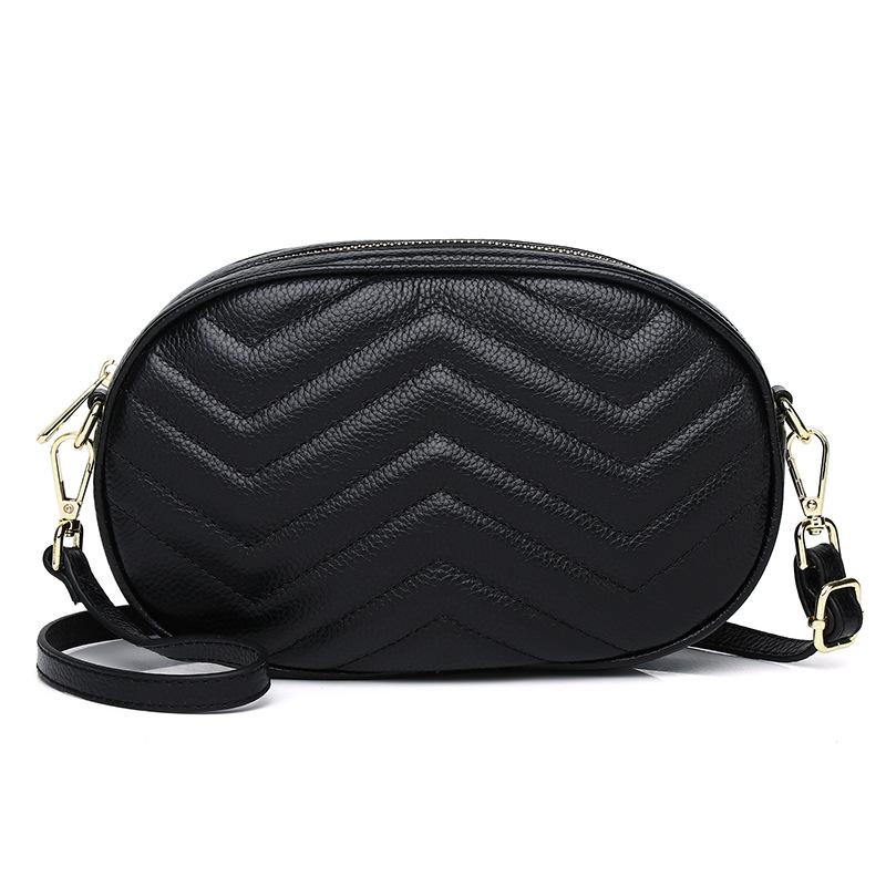 

Женская сумка из коровьей кожи с полосатым принтом в виде сердца и персика, летняя сумка для мобильного телефона, маленькая круглая сумка из мягкой кожи Tide чёрный