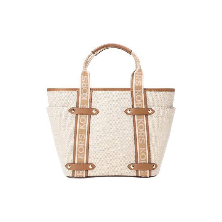 Michael Kors Mk Letter Print Polyester Cotton Tote Crossbody Shoulder Bag Women Bags Beige 30T2G5VT1C-817