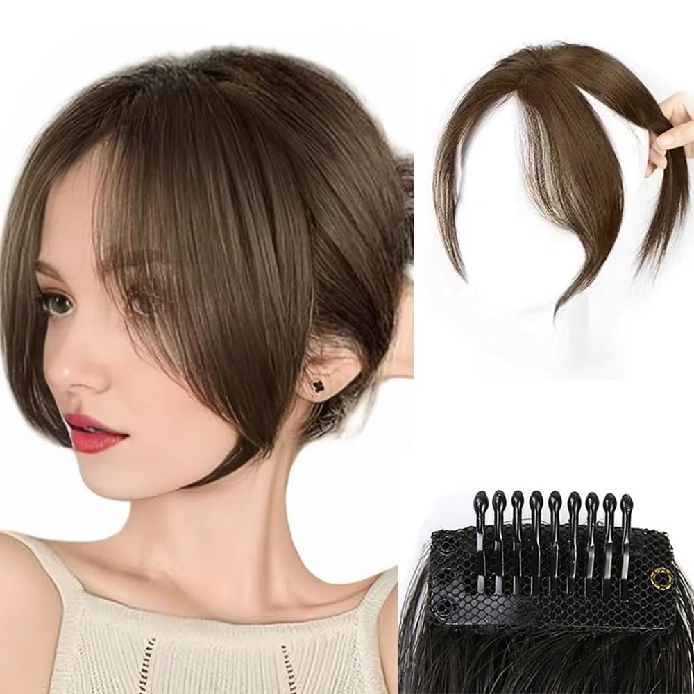XINRAN 2PCS Synthetic Clip in Bangs Front Side Bangs Extension Adjustable Natural Look Fashion Hairpiece For Women Daily Wear