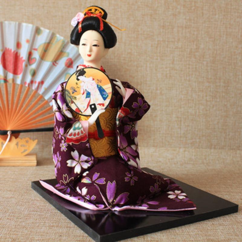 Japanese Kimono Geisha Doll Silk Figure Sitting Posture Style 14inch Japanese Cuisine Decoration Hotel Supplies New Year Gift