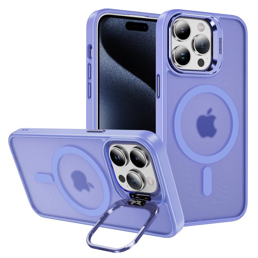 

Чехол-держатель для камеры с покрытием для iPhone 15 Pro Max 14 Plus 13 12 11Pro Max Magsafe Magnetic Matte Back Cover For iPhone 11 Pro светло-фиолетовый