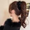 Bow sequined feather acrylic hair grab back of head shark clip fashion high-end hair accessories women