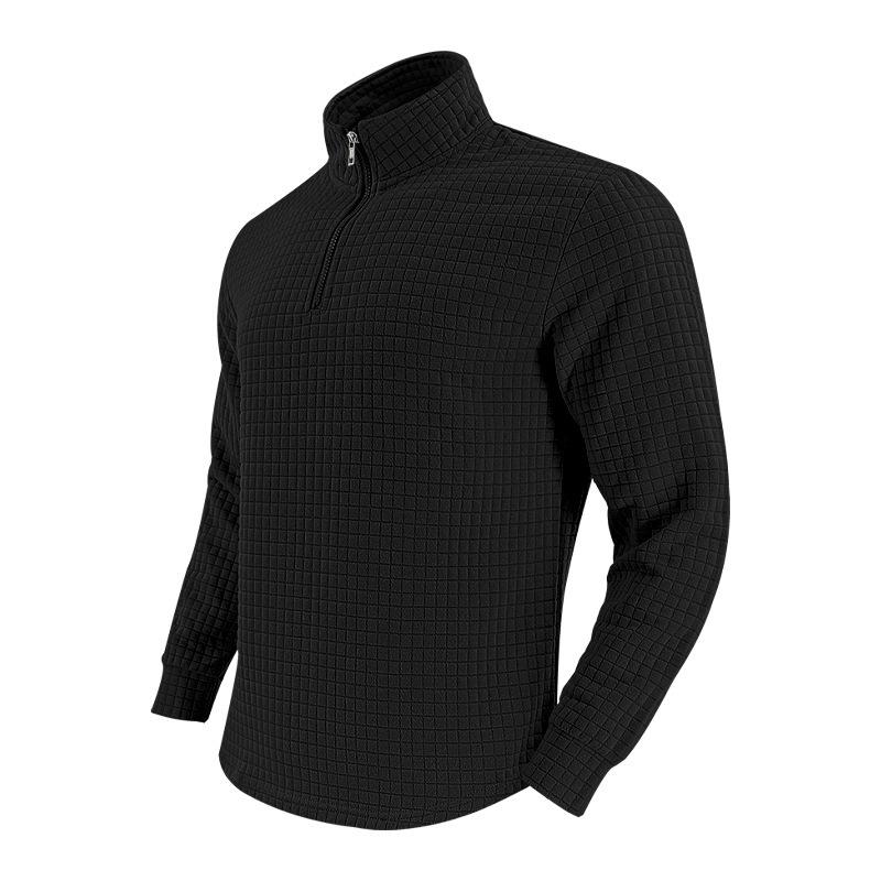 New Versatile Daily Business Spring And Autumn Men'S Men'S Standing Collar Long Sleeved Casual Outdoor Hoodie Jacquard Knitted Sweater