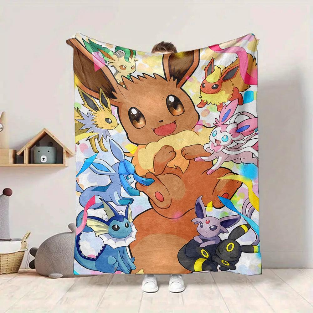 1 szt. Eevee, Koc Pokémon Lekki Koc Flanelowy Koc Rzutowy Na Sofę, Łóżko, Podróż, Kemping, Salon, Biuro, Kanapę