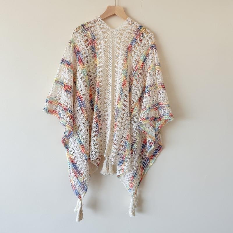 The Source Is Processed With Incoming Materials, And The Drawings And Samples Are Customized. Knitted Hollow Shawl Women'S Outer Travel Cape Cape