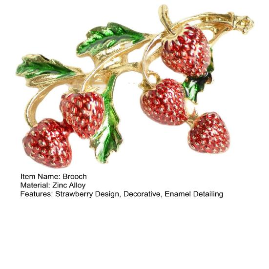 Brooch Pin Enamel Strawberry Surface Alloy Pin Shape Zinc Coats Suits Sweaters