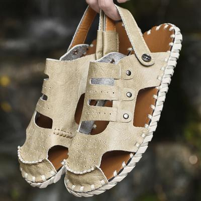 Summer Men's Casual Beach Shoes Outdoor Slippers New Dual Purpose Non-Slip Driving Sandals Genuine Leather