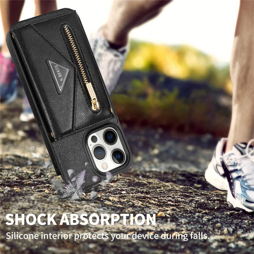 Zipper Crossbody Kickstand Case For iPhone 16 15 14 Plus 13 12 11 Pro Max XR XS 7 8 Long Lanyard Wallet Cards Slot Cover