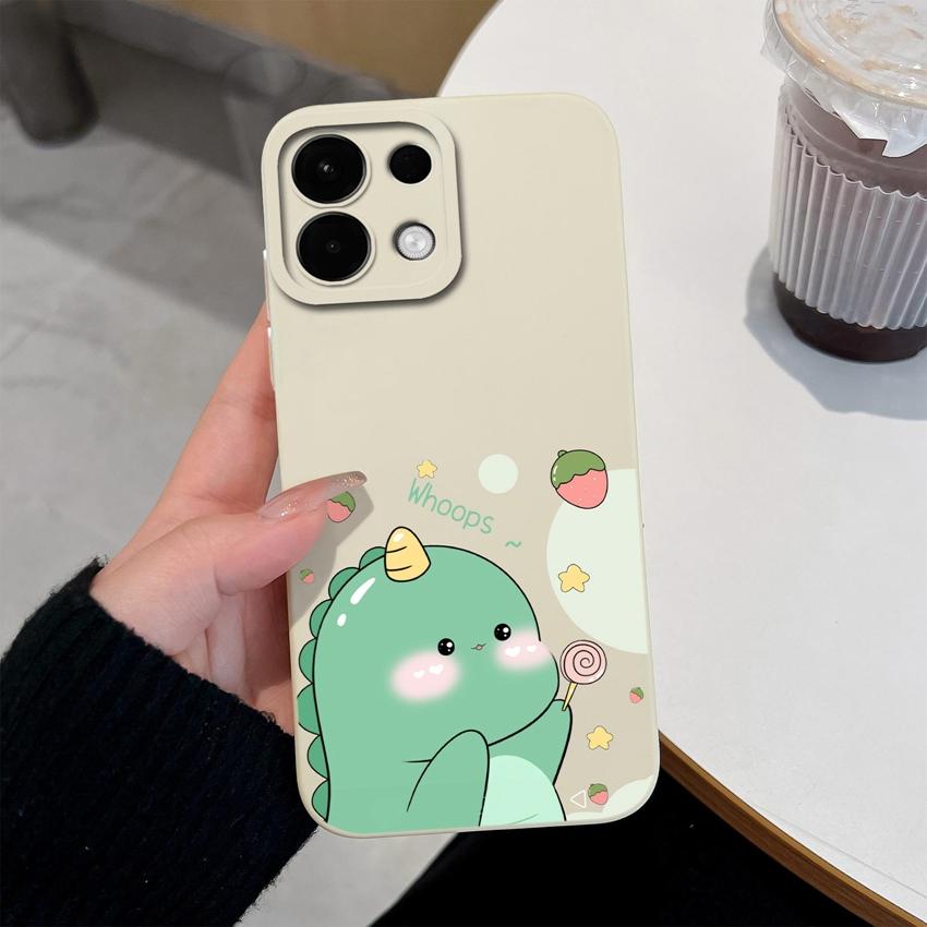 For Oppo Realme 7 10 8 9 5 6 Pro Plus K13 A5 A5X Phone Covers Cute Dinosaur Patterns Liquid Silicone Anti Drop Premium Protection Cases For Oppo Shell