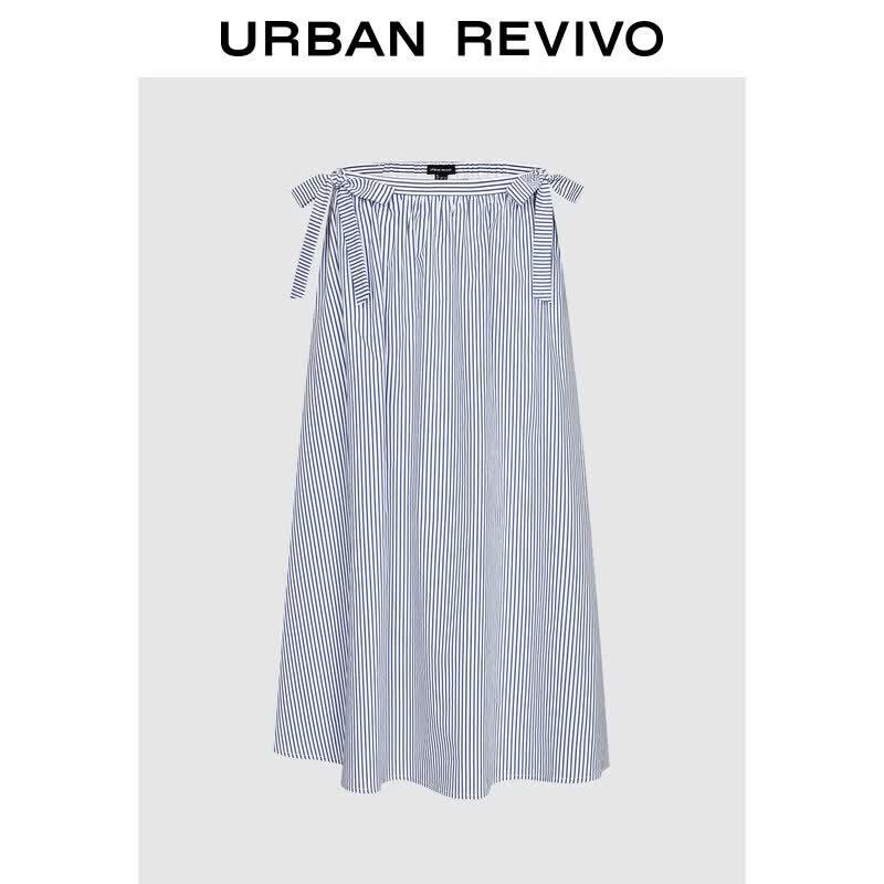 UR2026 Women s Striped Bowknot A-line Skirt L