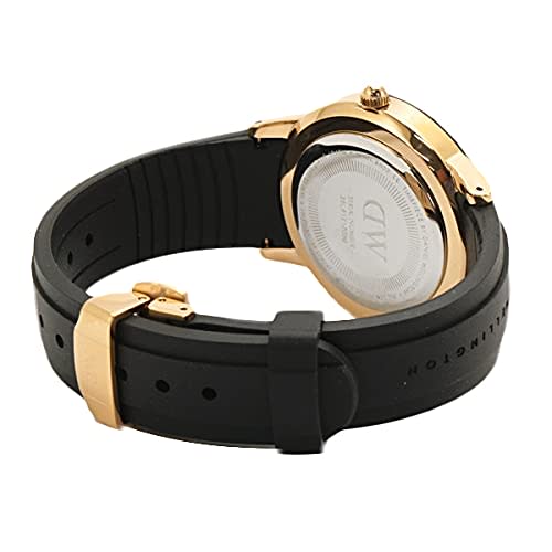 Daniel Wellington Iconic Motion 40mm Watch, Black and Rose Gold with Rubber Strap, DW00100425